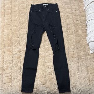 Good American Black Distressed Skinny Jeans